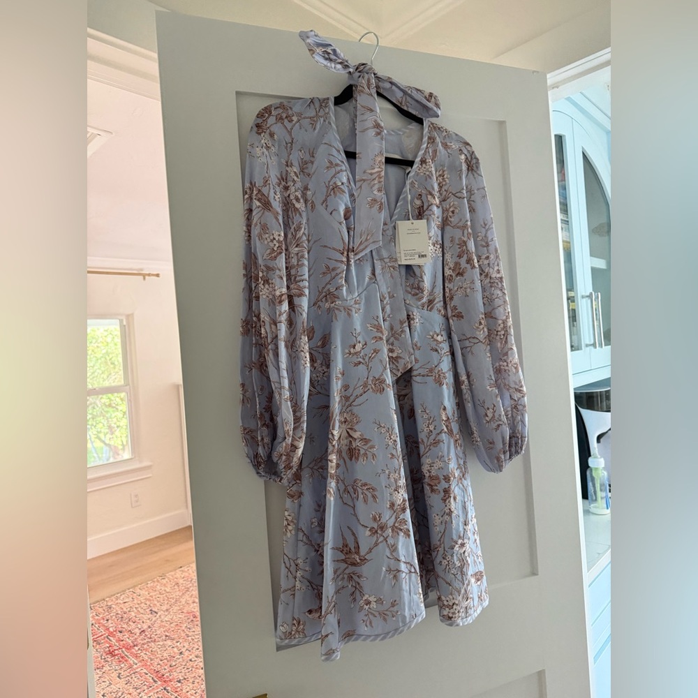 Zimmermann Lilac Floral Long-Sleeve Mini Dress